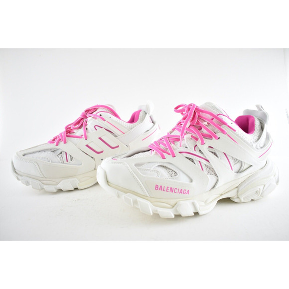 Balenciaga Track Sneaker Pink White Lace Up Tie Low Top Platform Flat Trainer 40 - Picture 10 of 12